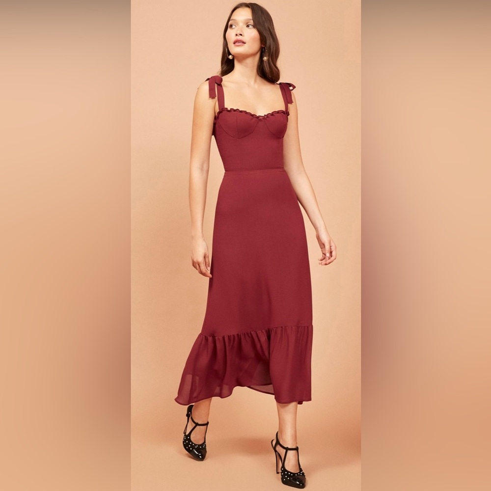 Reformation Nikita Dress in Garnet